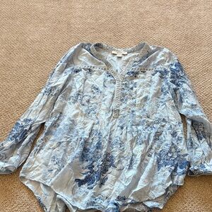 Vintage America Blue and White Women's Top